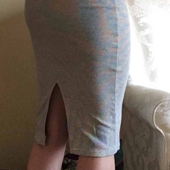 Zara Striped Pencil Skirt With Slit - Picture 2 of 5